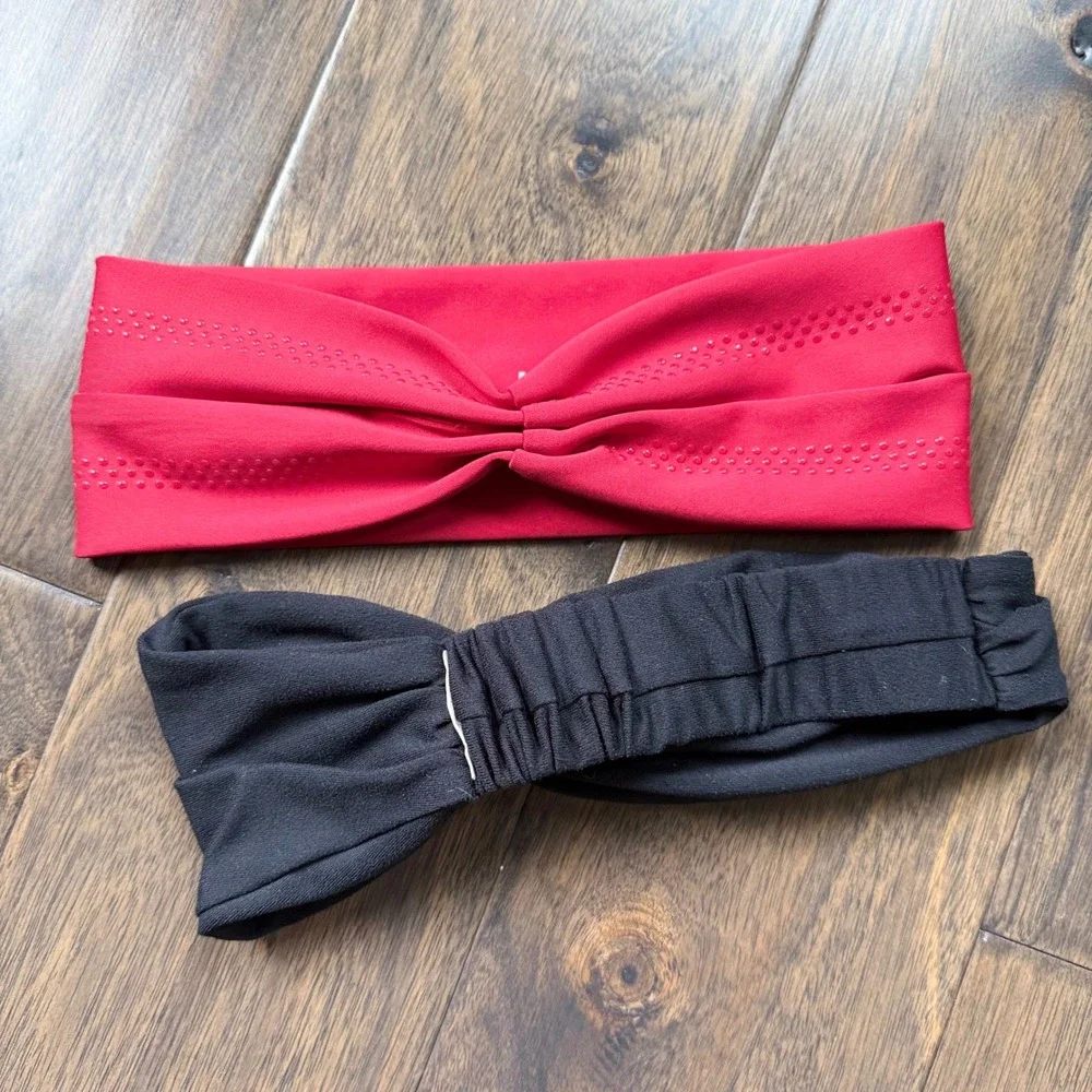 Alo Yoga Headband Set Women OS Red Black Excellent Airlift Alosoft Serenity